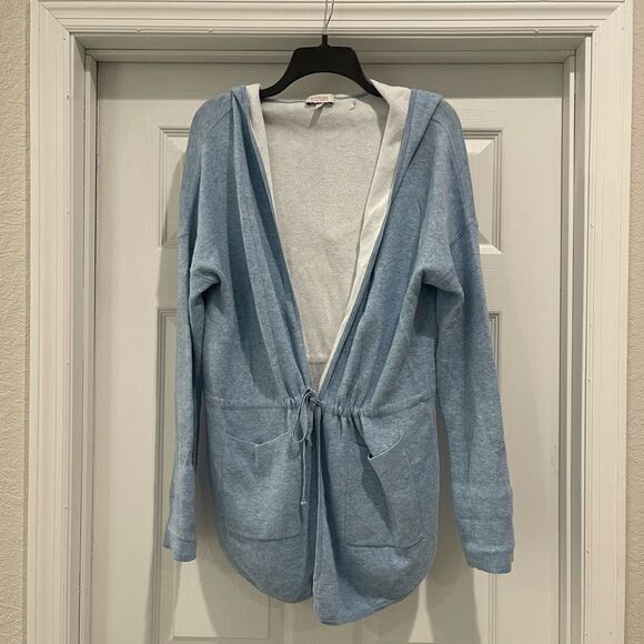 Kinross Cashmere Blend Reversible Hooded Cardigan Size L - Picture 11 of 11